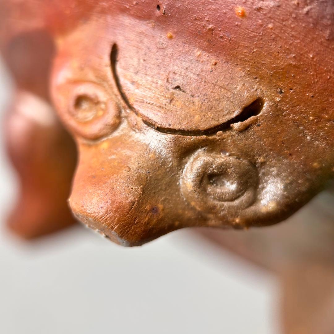 A057時代物 藤原陶斎 造 備前焼 龍鶏細工 香炉 茶道具 古美術品