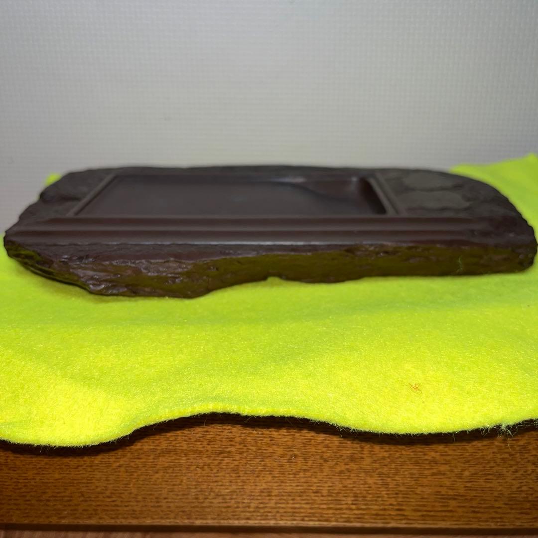 ⭕️赤間硯 古硯 赤間関 デカイ 7寸大 共蓋付き 墨持ち