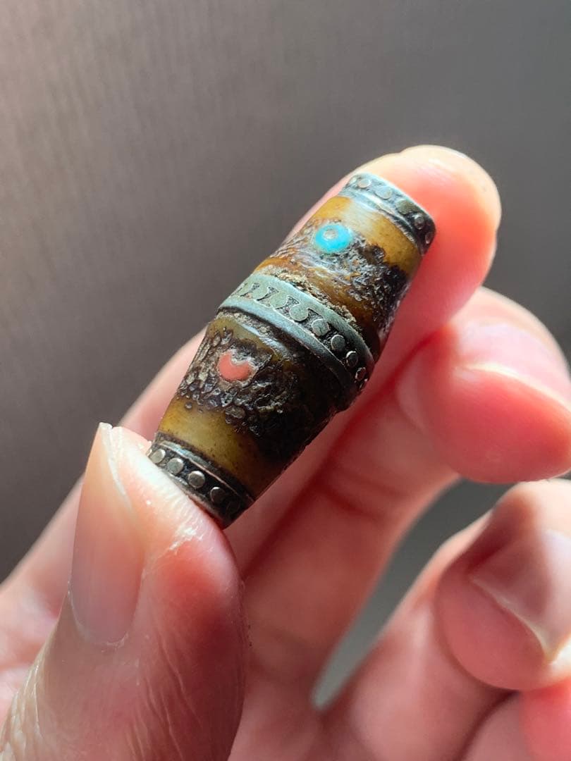 呪物 カパラ チベット カパーラ 頭蓋骨 数珠 根付 クマントーン