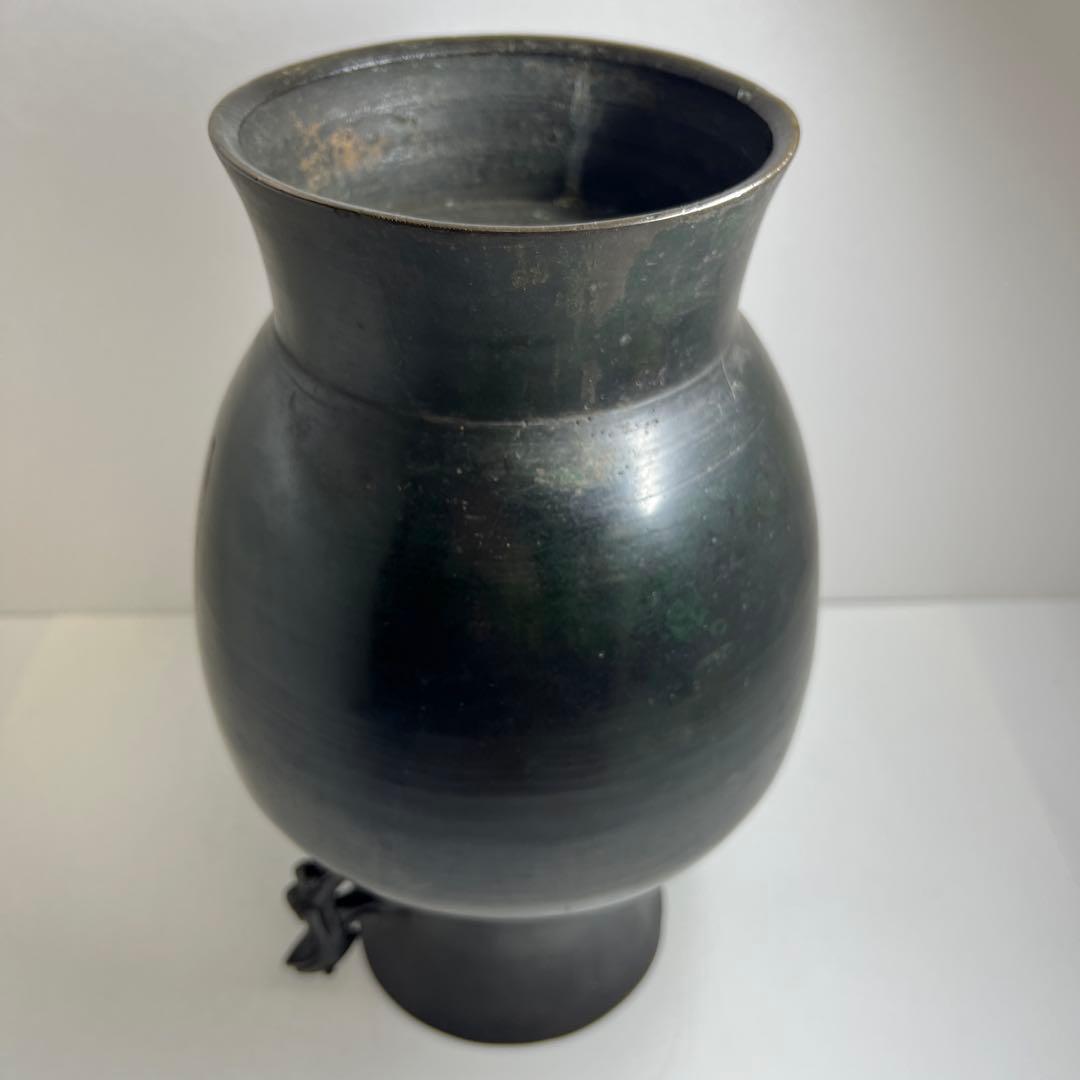 中国清時代 鳥耳付古銅花瓶 高さ約33.5㎝ 3462g 東Y7-