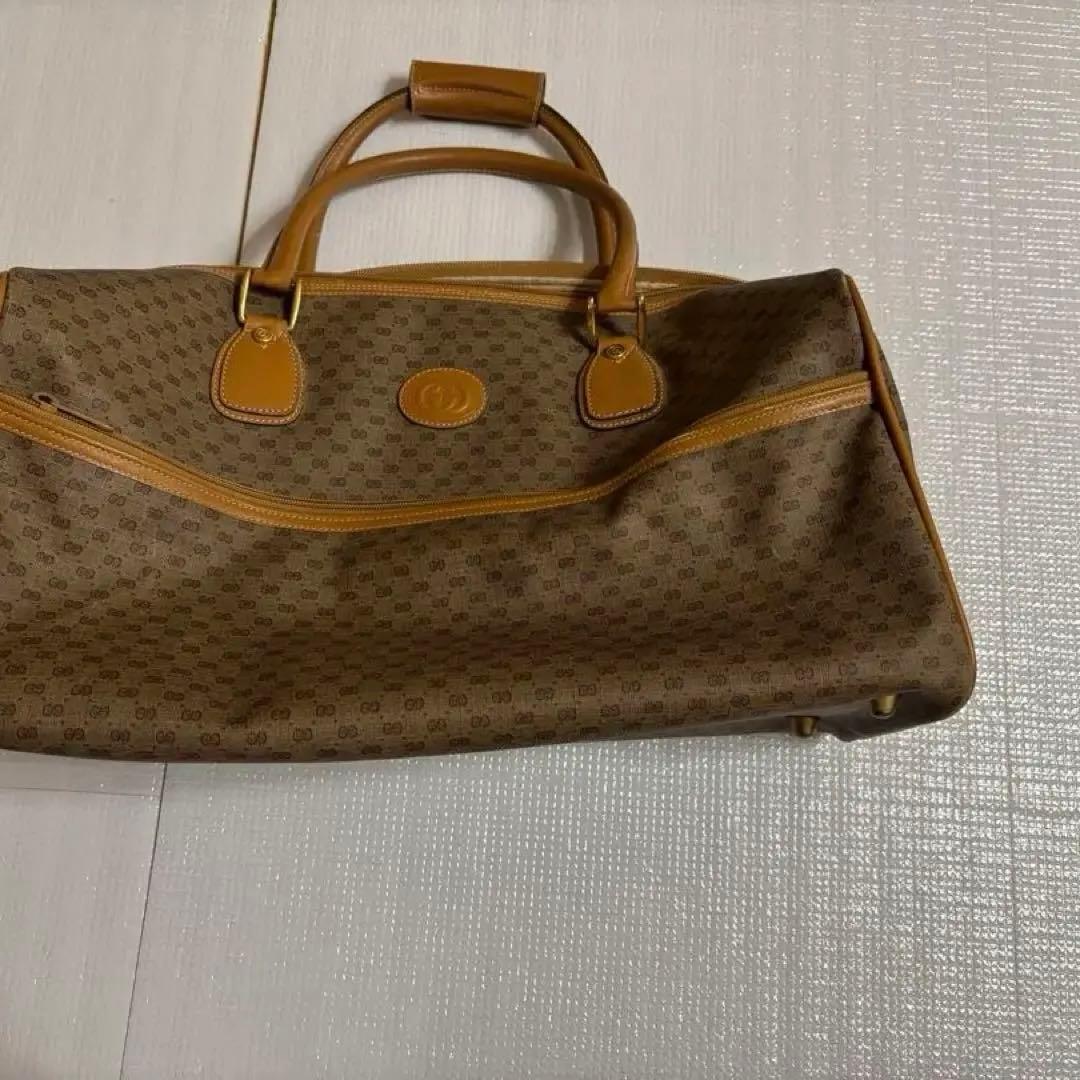 GUCCIブラウン ボストンバッグ 中型 キャンバス・レザー