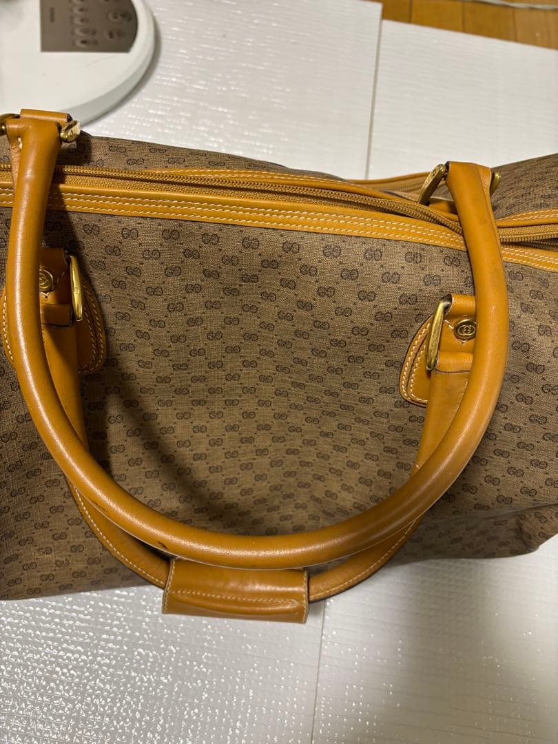 GUCCIブラウン ボストンバッグ 中型 キャンバス・レザー