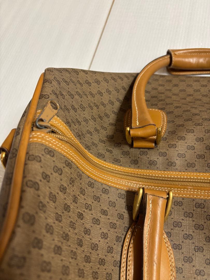 GUCCIブラウン ボストンバッグ 中型 キャンバス・レザー