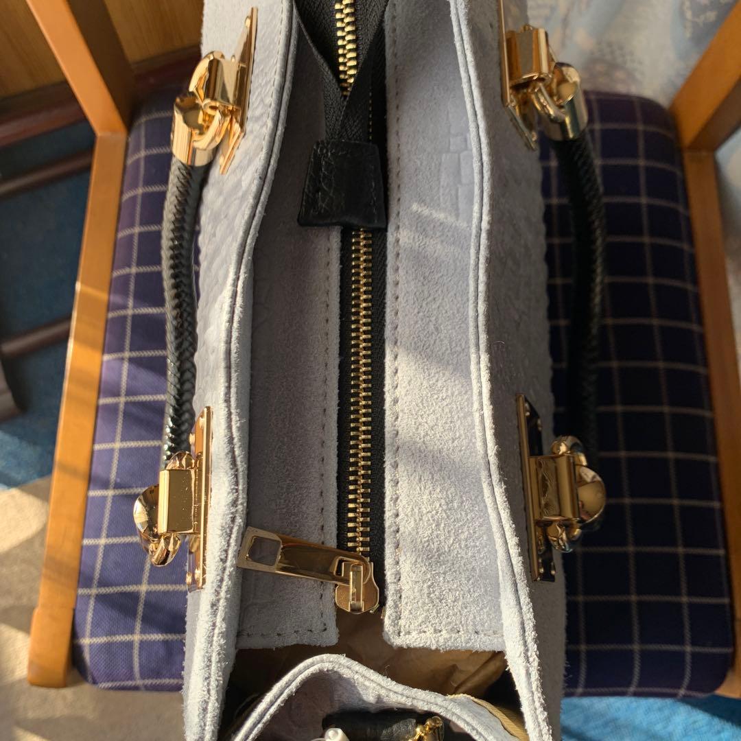 chikcc スカイブルー　牛革ショルダーバッグ 編み込みハンドル