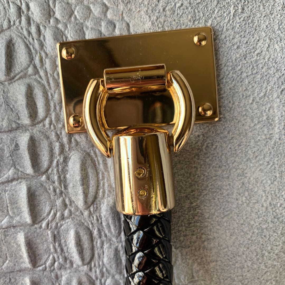 chikcc スカイブルー　牛革ショルダーバッグ 編み込みハンドル