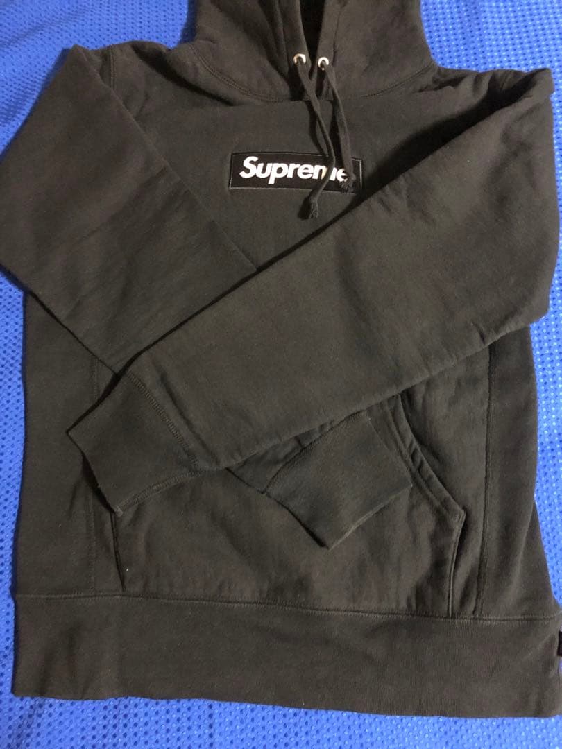 美品【S】Supreme box logo hoodyブラック フード付パーカー