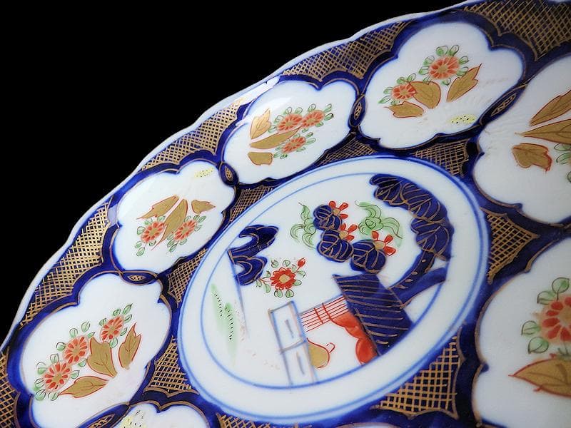 古伊万里 金襴手 陽刻 窓絵 花の図 8寸皿 E109AS-fbfq - メルカリ