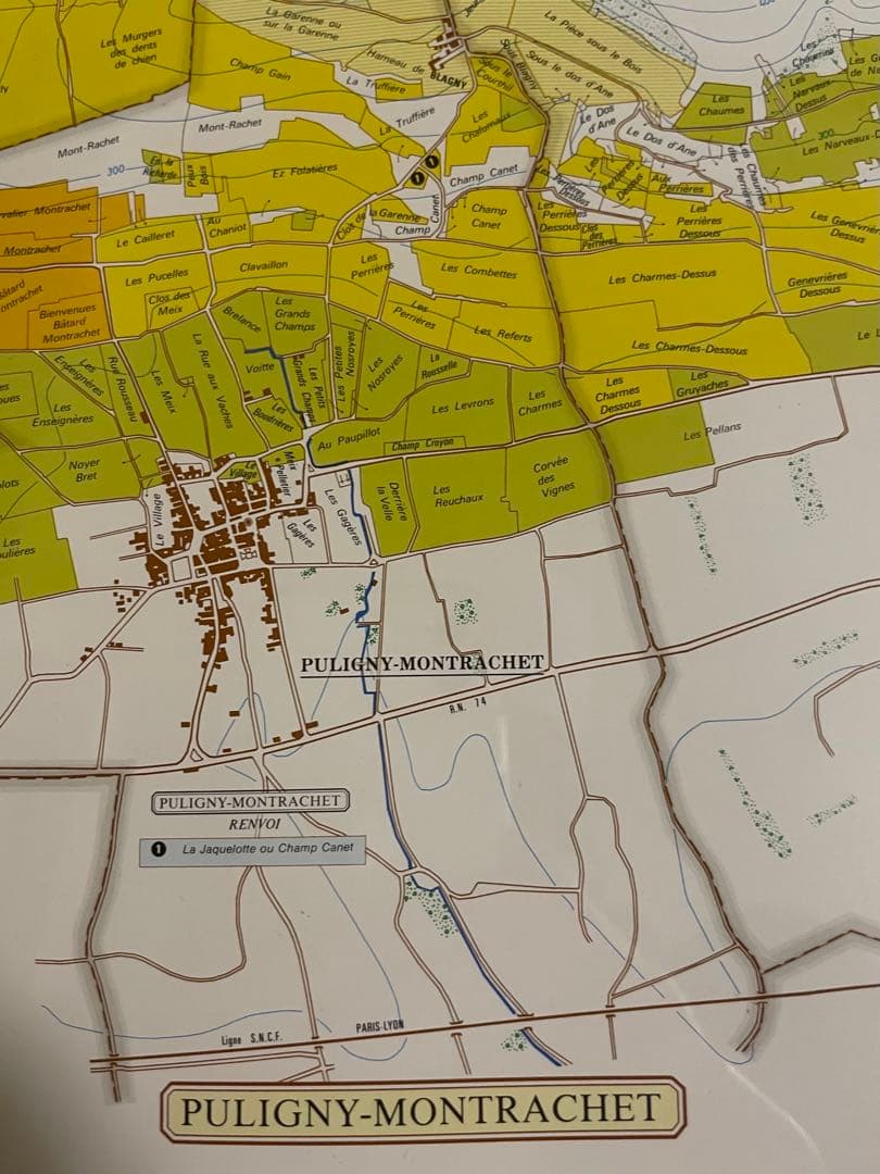 大型額装美品】ブルゴーニュ（ワイン）南北の詳細な葡萄畑の地図