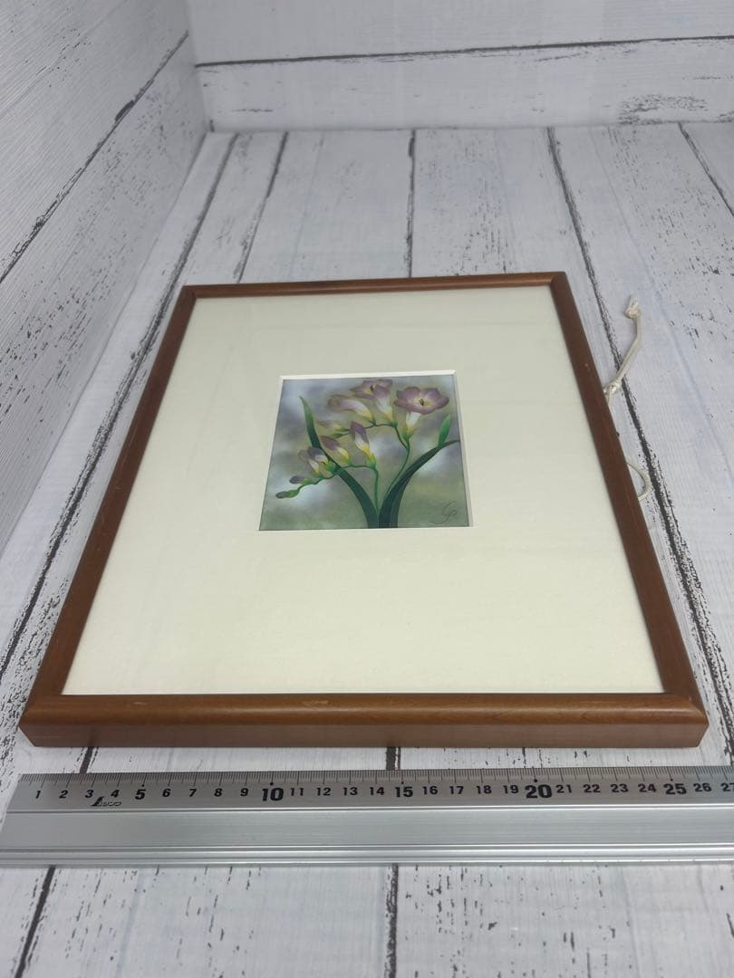 送料込み⭐︎有線七宝作家【陶板画 フリージアの花】七宝焼 安藤 七宝