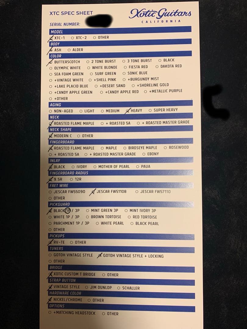 ギター Xotic XTC-1 Butter Scotch Blonde relic