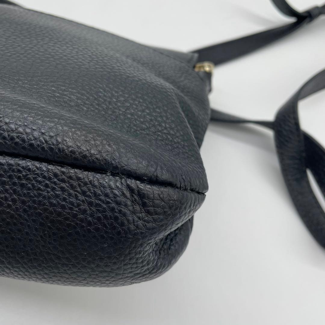 【極美品】アニエスベー　ショルダーバッグ　ゴールド金具　レザー　ブラック