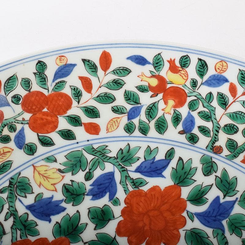 中国 大明萬暦年製 五彩花文 大皿 飾り皿 直径約39㎝ V