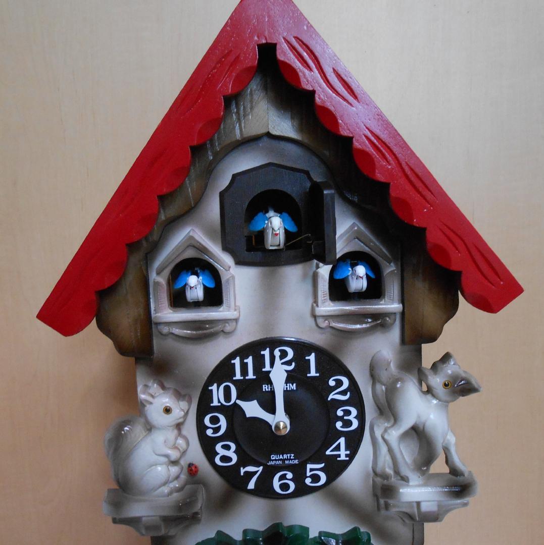 鳩時計 RHYTHM ３羽鳩 カッコーパンキーR（彩色）－７