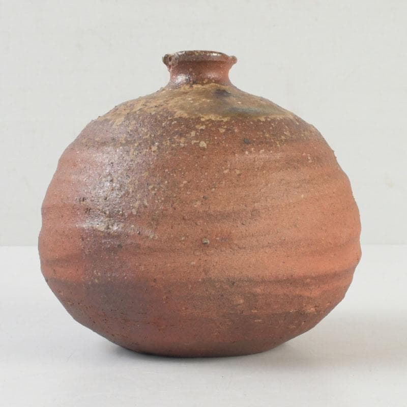 北大路魯山人作 信楽焼 花入 壷 共箱 V 9660