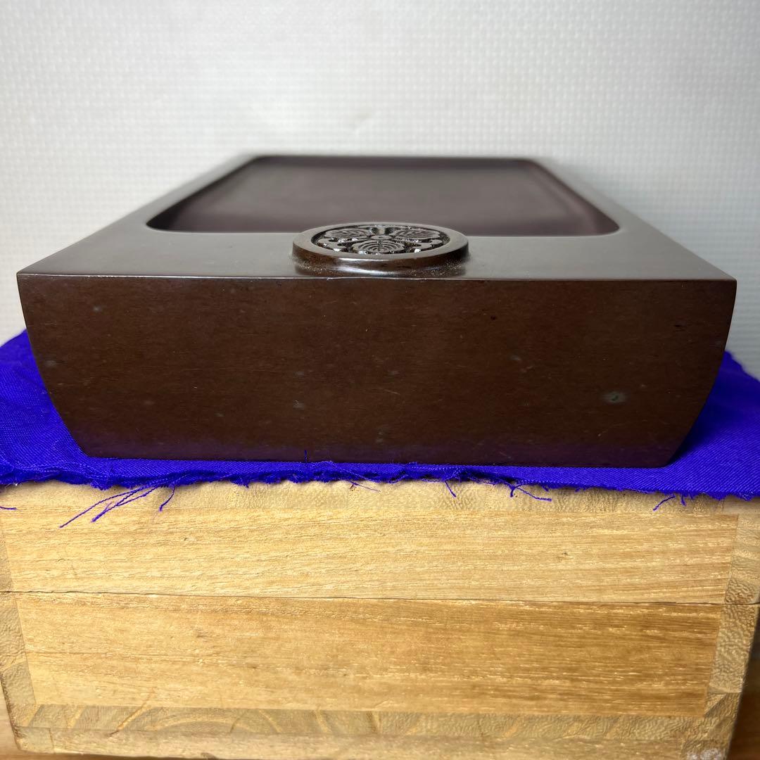 ⭕️赤間硯 名工 三代 日枝玉峯 特殊作品 彫刻長方研 美品 逸品 工芸品
