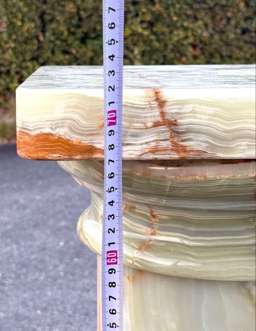 ①高72cm♪ 天然石 大理石 グリーンオニキス 飾り台 オブジェ