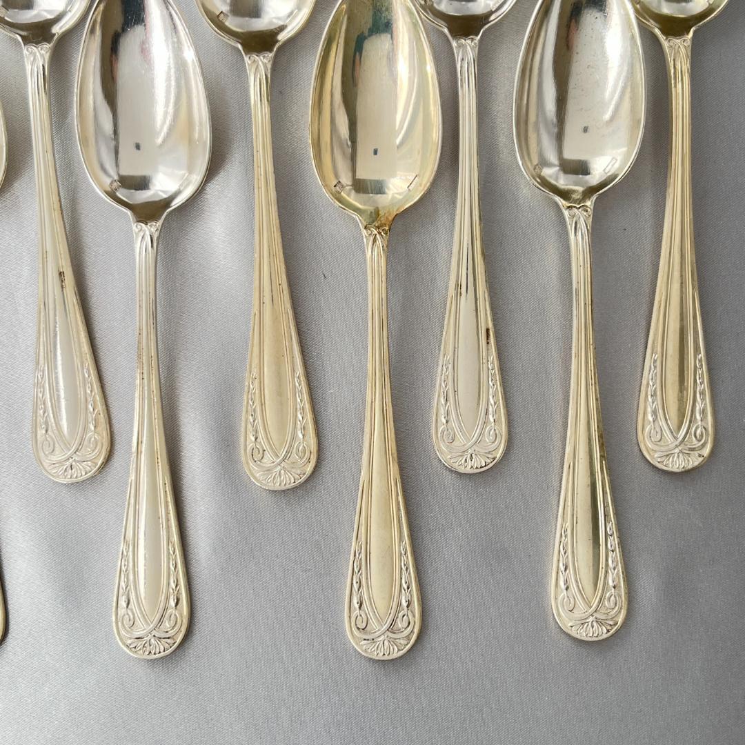 【仏蘭西】 レリーフ コーヒースプーン 12本【シルバープレート】アールヌーボー