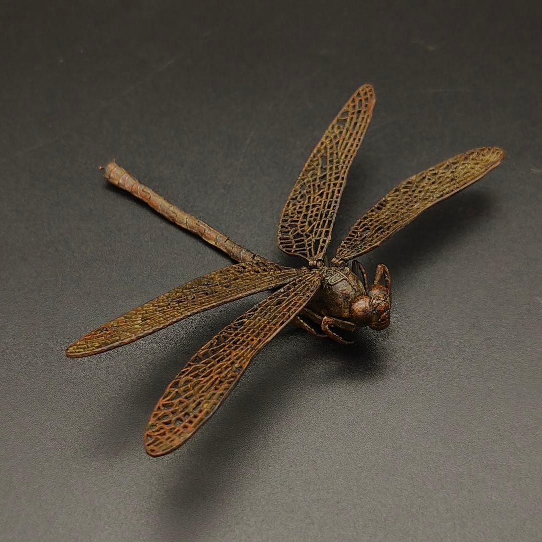 ホ*マ様 銅製置物　勝虫　蜻蛉　トンボ　雨宮宗作　関節可動　金工品　茶道具