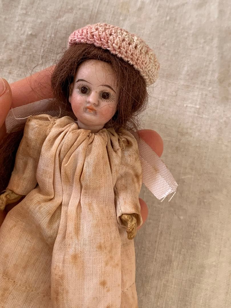 希少 フレンチミニョネット フランスアンティーク ビスクドール グラス