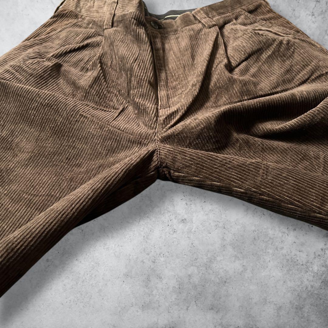 太畝コーデュロイパンツツータックブラウンW34古着00sヴィンテージ