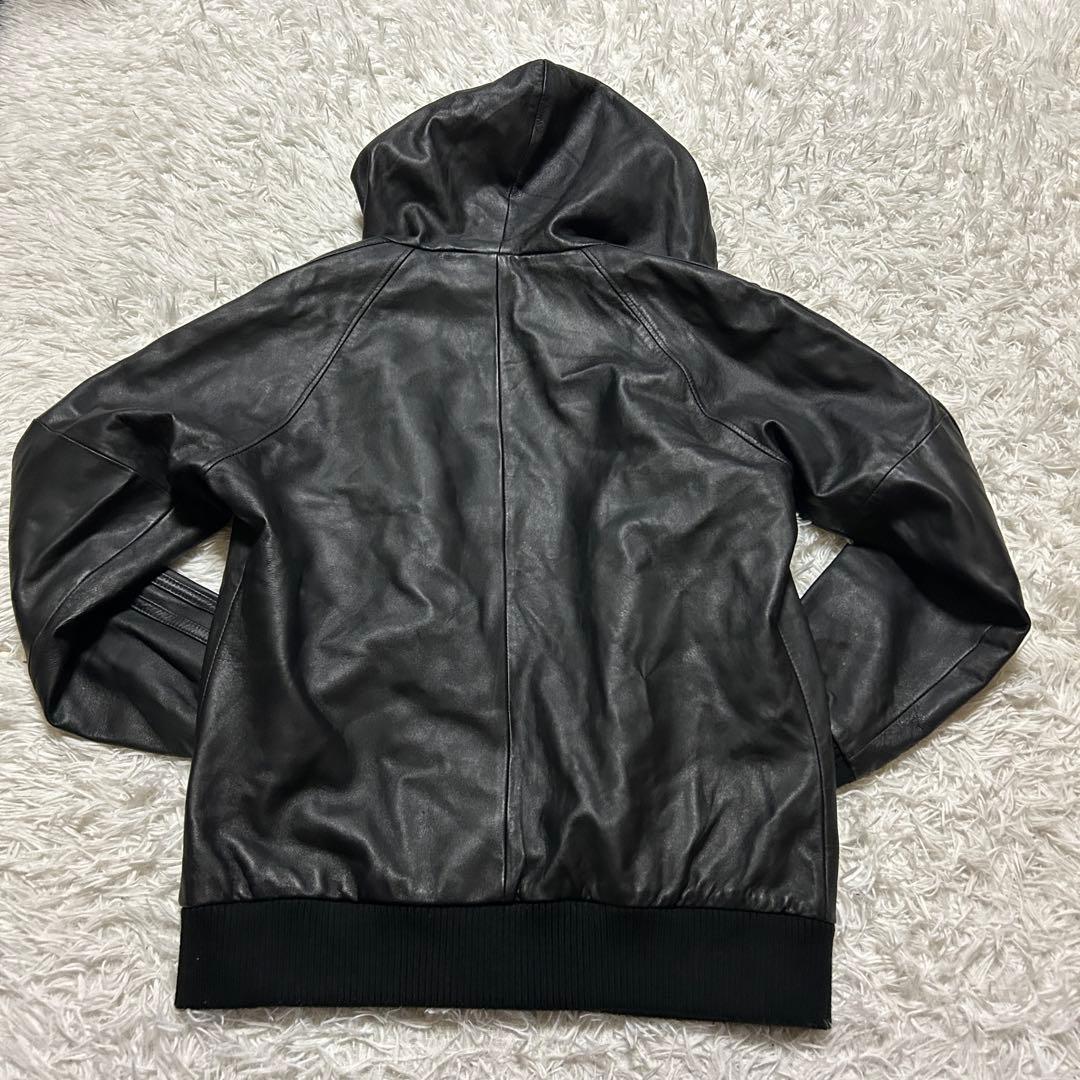 美品】Schott ショット ラム レザージャケット トラックフーディー 黒