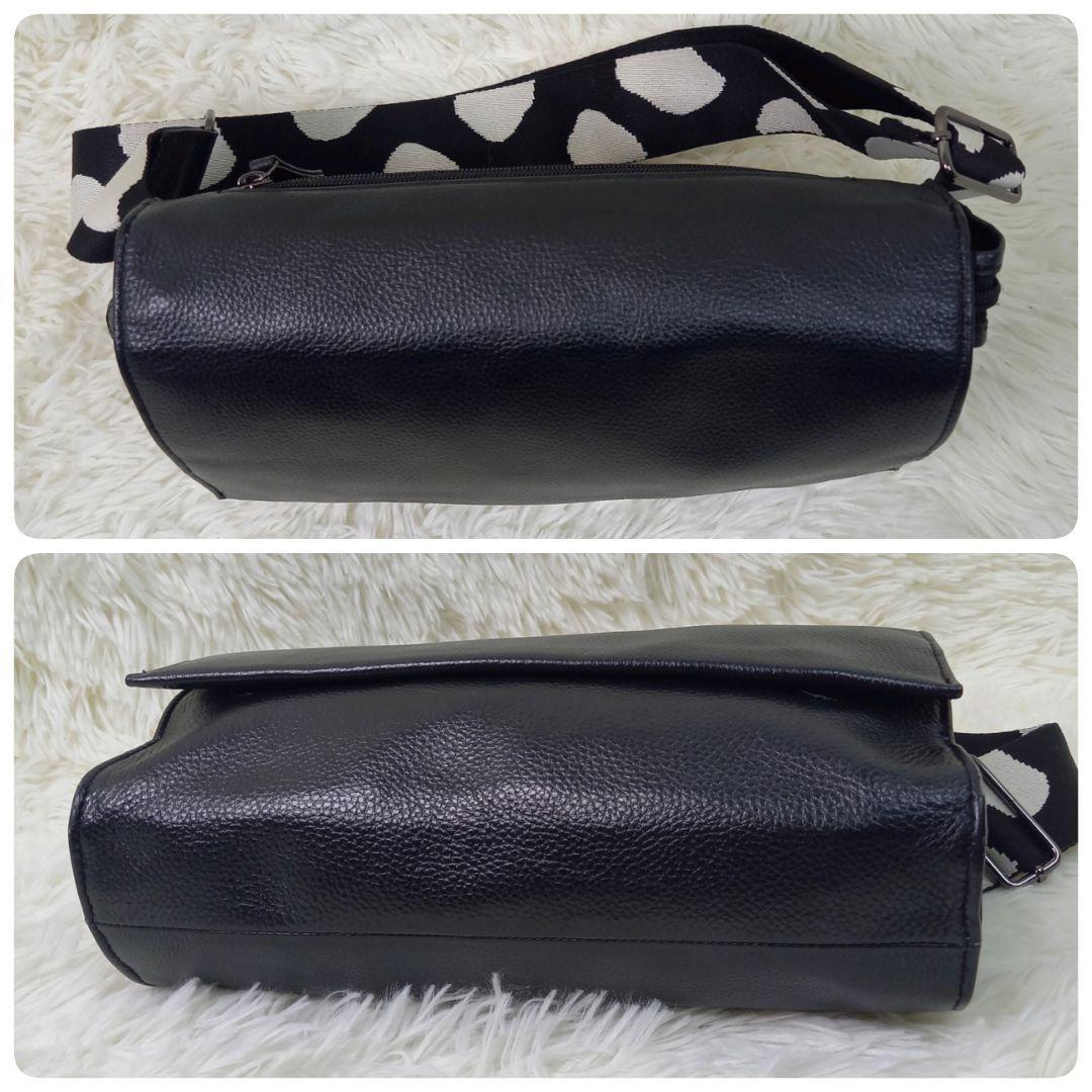 【美品】イアパピヨネ 柄ワイドテープショルダーバッグ ダルメシアン ブラック 黒