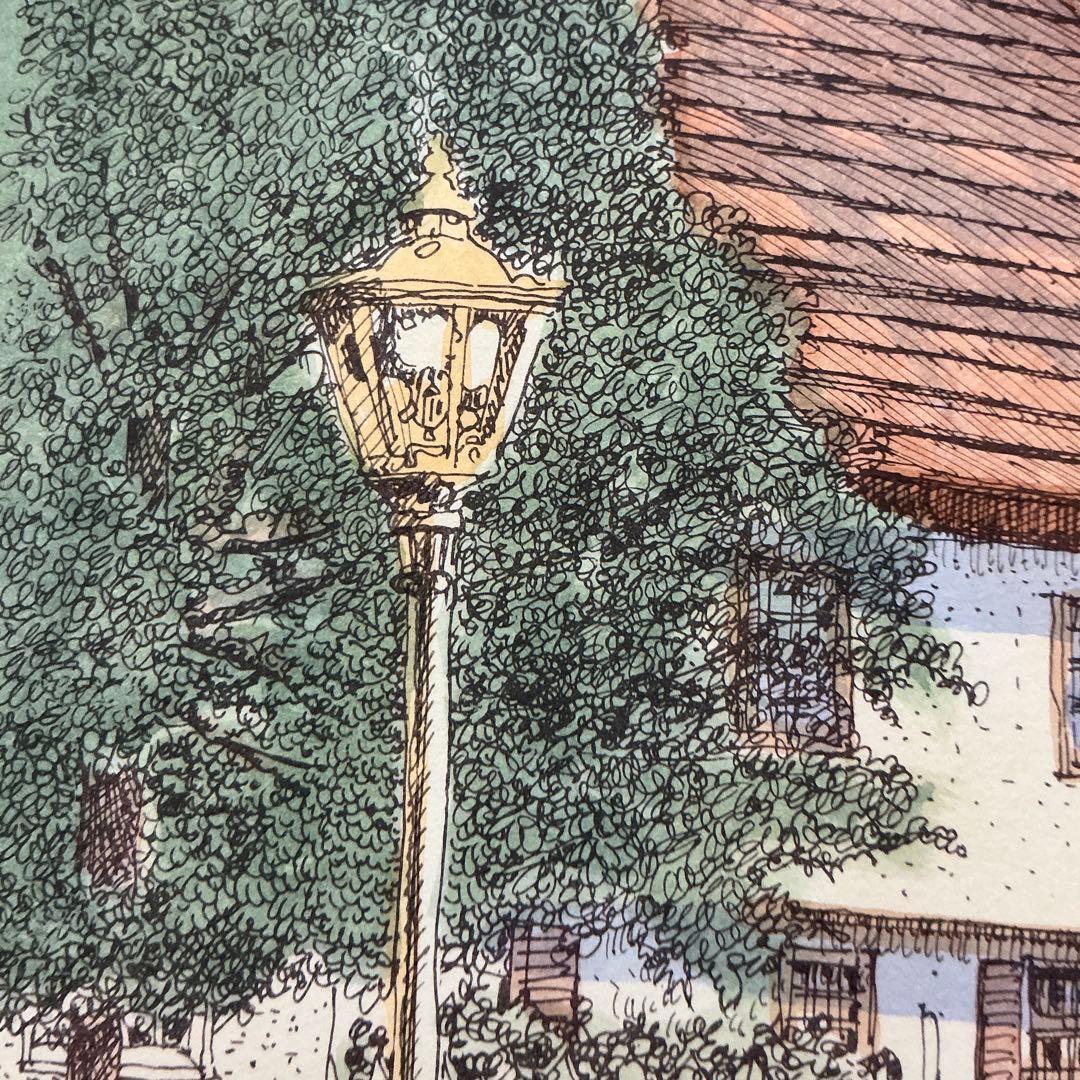 絵画、版画、リトグラフ、織田義郎、ドイツ、ハレンベルク、木組の家