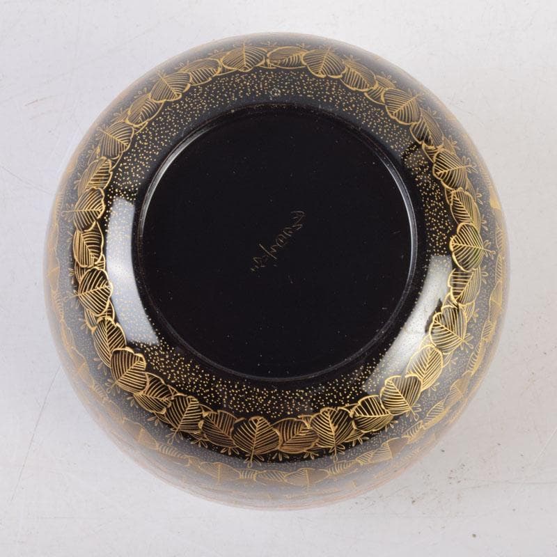 茶道具 輪島塗 前志芸男作 沈金桐紋様 棗 共布共箱 M 8632