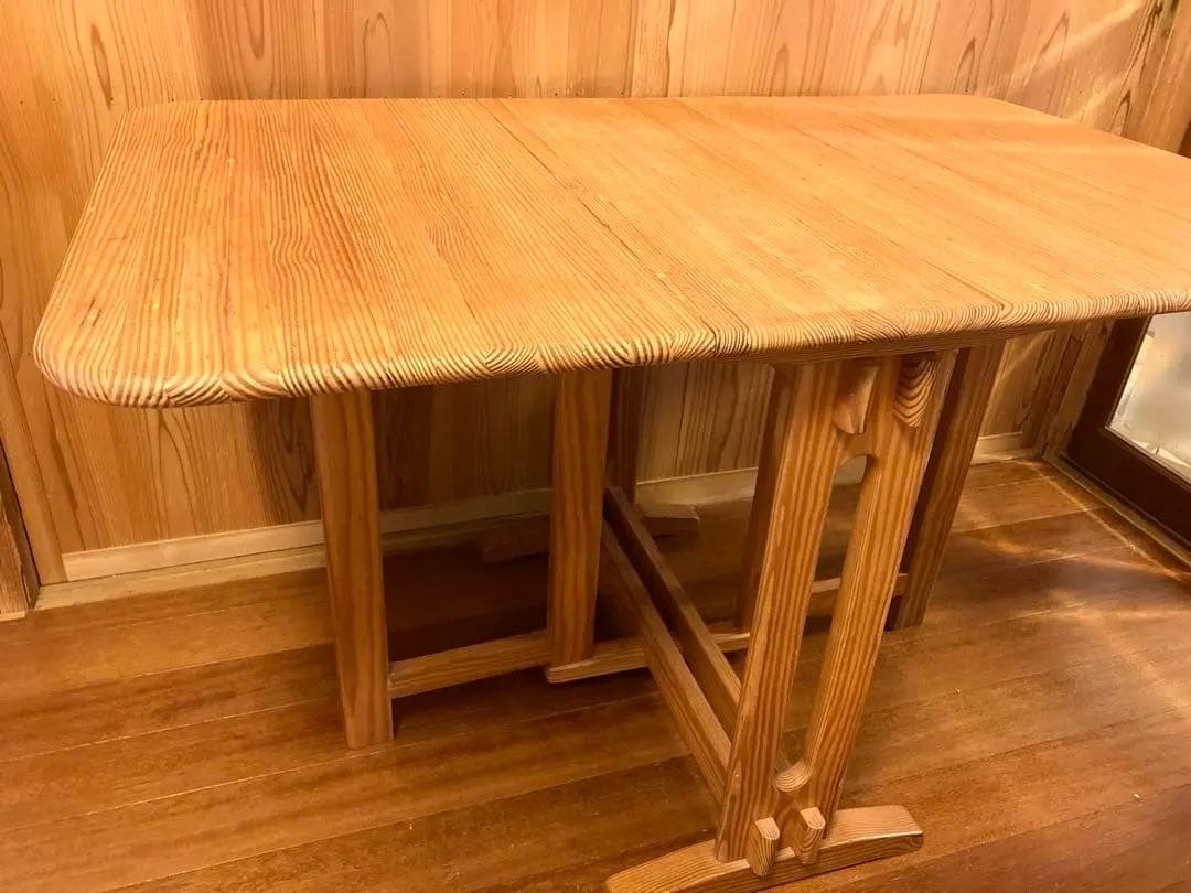 ヴィンテージ　木製　バタフライテーブル　古家具　折りたたみ　伸長　ダイニング　机