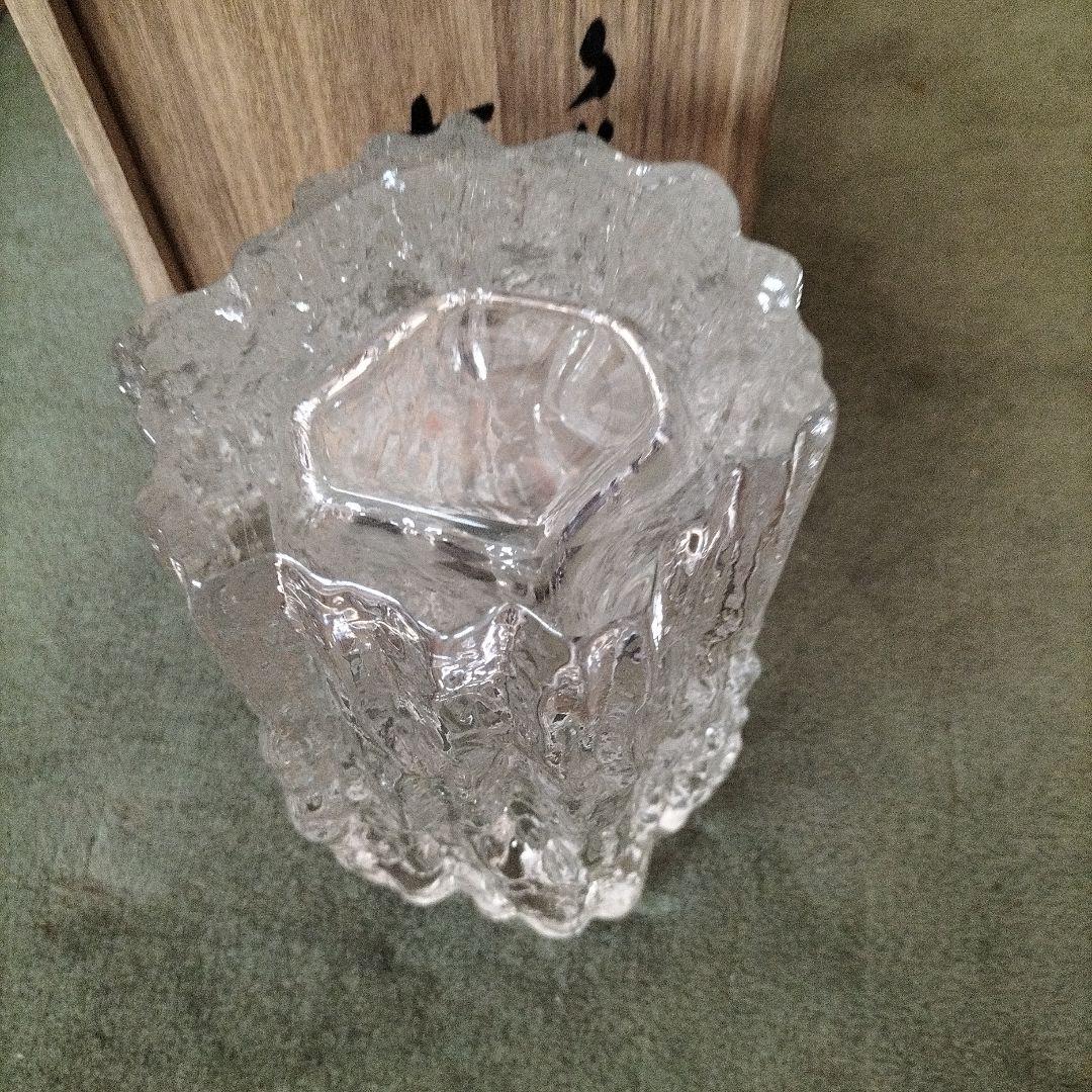 日本芸術院賞、各務鉱三作クリスタル花瓶 未使用