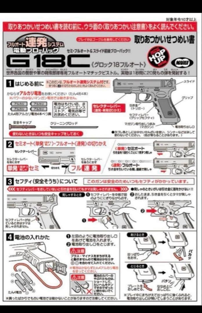 美品　東京マルイ　カスタム品　グロックG18C 強化ピニオンギア　ライト付き