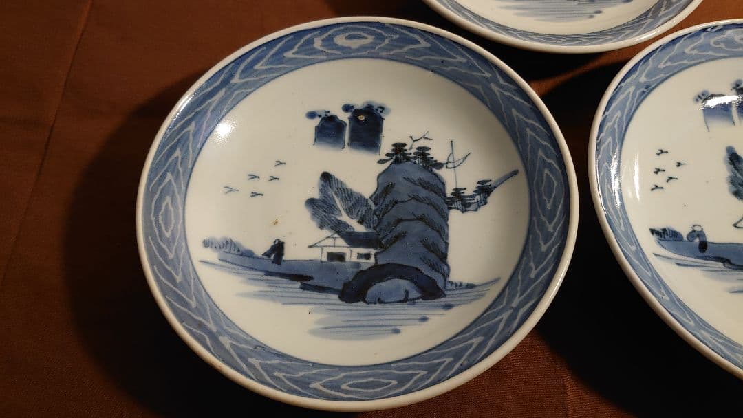 古伊万里　伊万里　染付　古染付　中皿　江戸期　３客