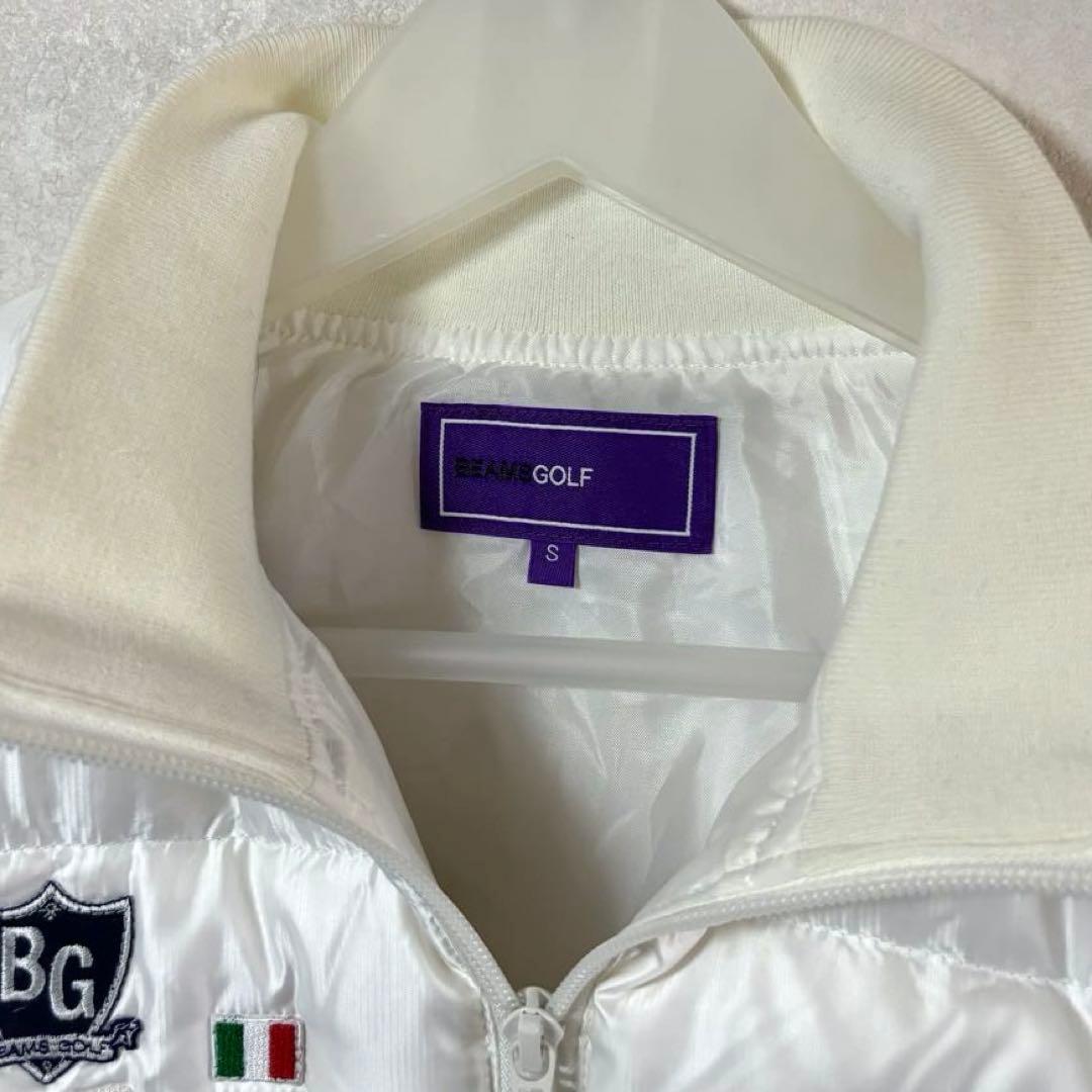 BEAMS GOLF ダウンジャケット　ホワイト　ロゴ　刺繍　S