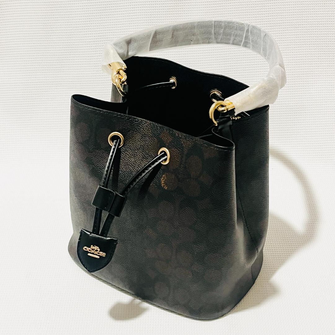 COACHコーチ シグネチャー ローアン バケット バッグ ブラウン キャンバス