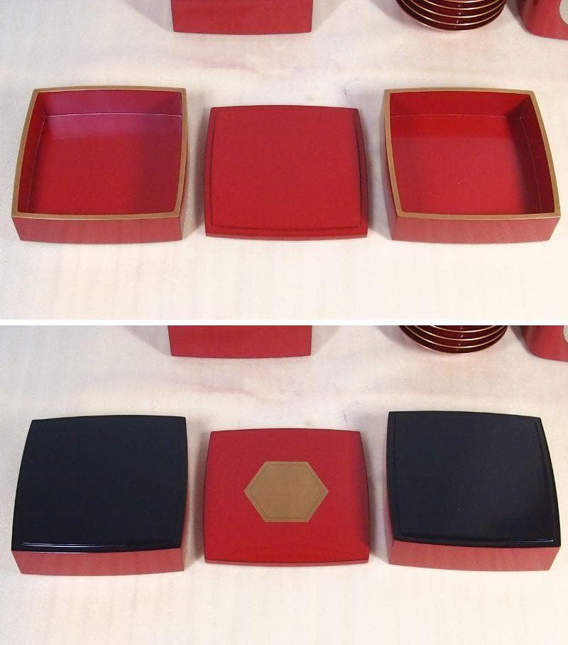 極美品】輪島塗 わじま慶塚 朱塗金縁 屠蘇器 五つ