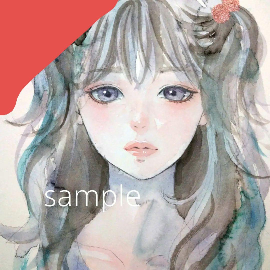 専用絵画水彩画手描きイラスト女性美人画