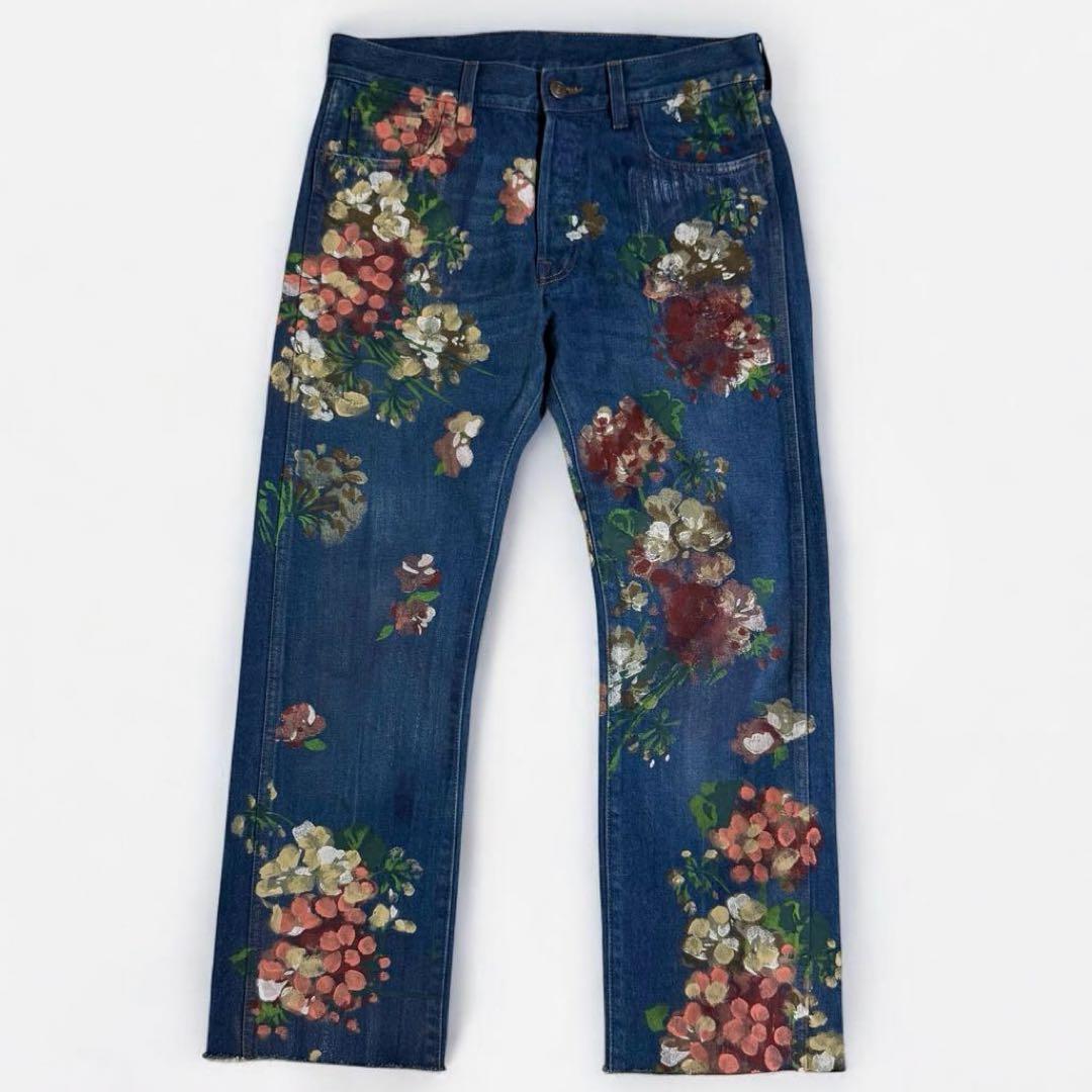 16AW GUCCI フローラル ペイント 花柄 カットオフ デニムパンツ - メルカリ