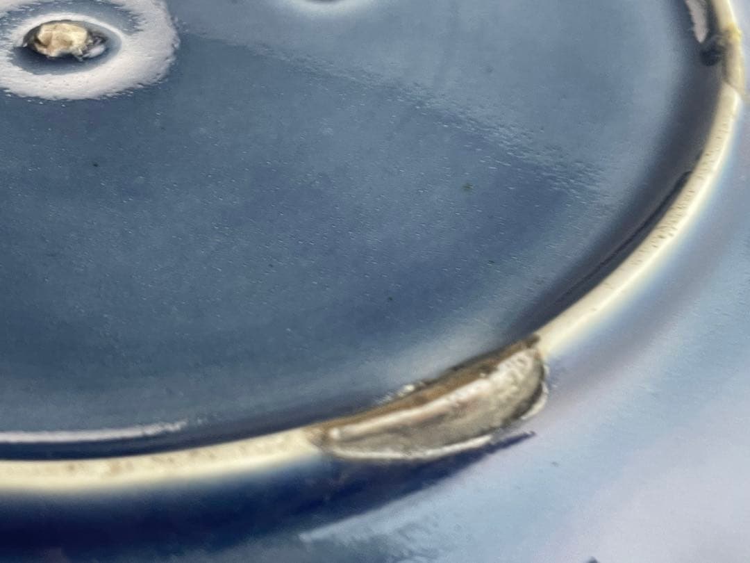 骨董 アンティーク 古伊万里 瑠璃 輪花皿 七寸皿 瑠璃釉 輪花縁