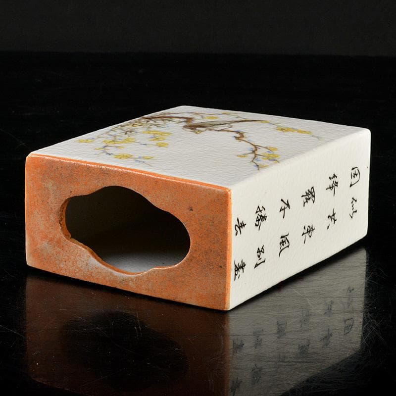 中国粉彩漢詩花鳥文香炉C6650