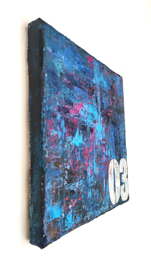 ナンバー3 / テクスチャーアート18×18㎝ S0 モダンアート 原画1点のみ