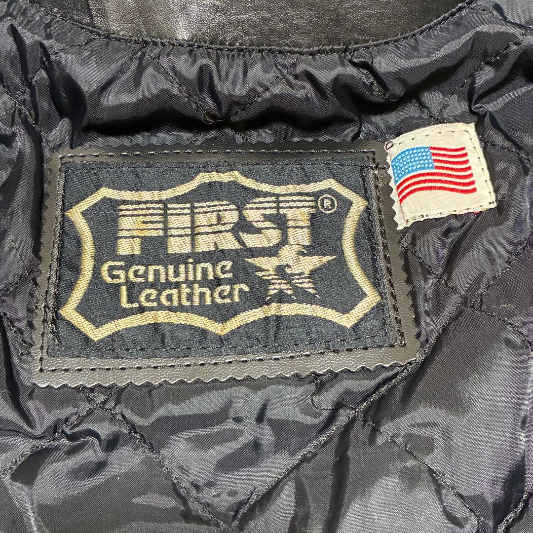 良品】FIRST genuine leather 本革 黒 金 シングル