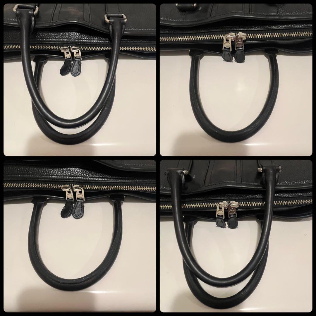 COACHコーチ ビジネスバッグ オールレザー 革 ブラック ストラップ付 黒