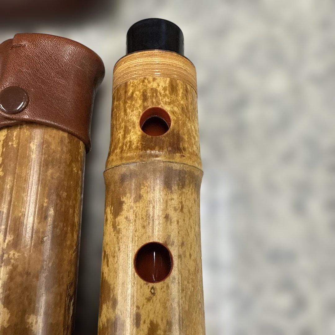 う き様 尺八本体 竹製 5穴 彫刻あり 和楽器 仙山 取り外し