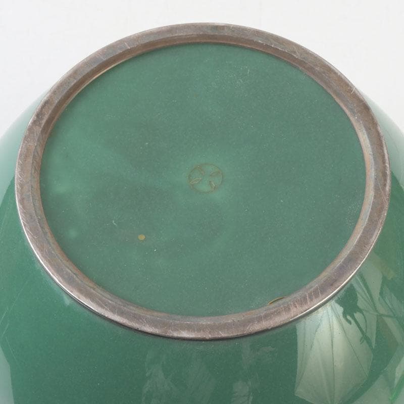 七宝焼 安藤七宝店 純銀刻印 緑釉 花文 花瓶 V 9659の通販はau PAY