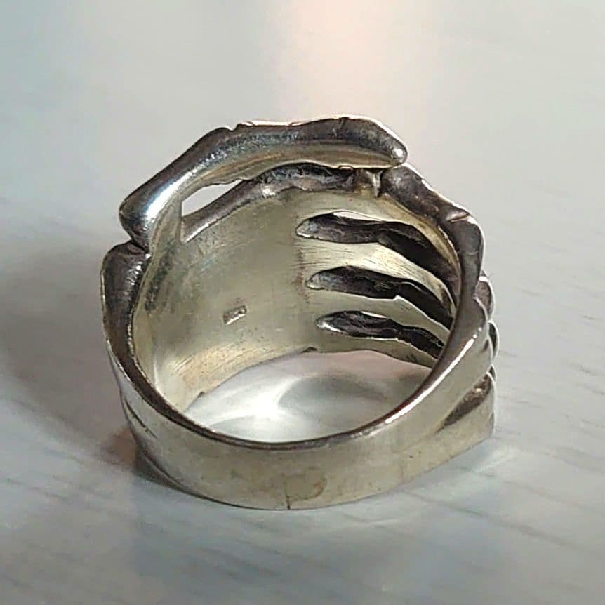 925刻印　ボーンハンド　ヴィンテージシルバーリング　スカルハンド　骸骨の手