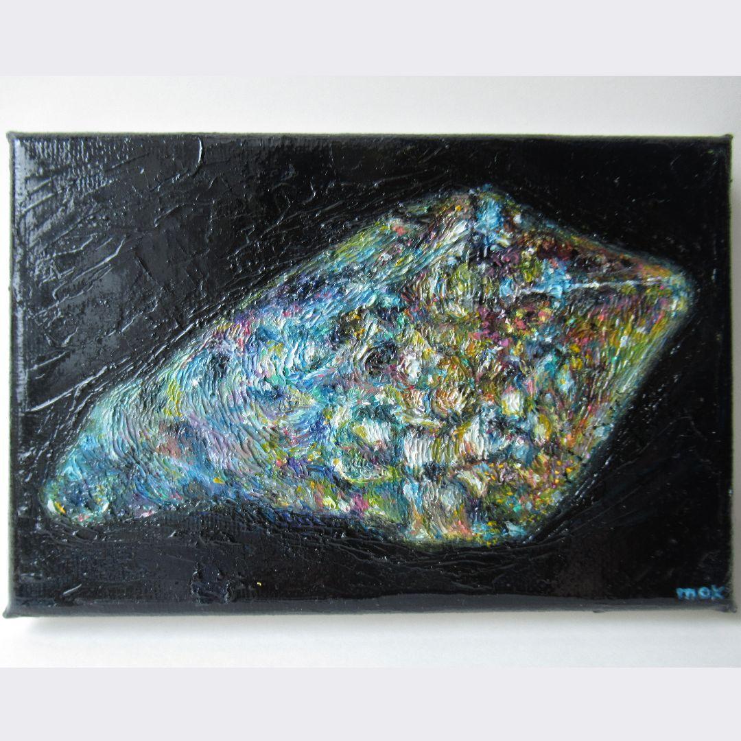 ［匿名で配送］一点もの 水晶 鉱石 宝石 油絵 油彩 絵