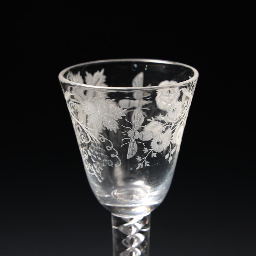 アンティークグラス ジャコバイト 葡萄と蜂 ツイストステムR1542ダI