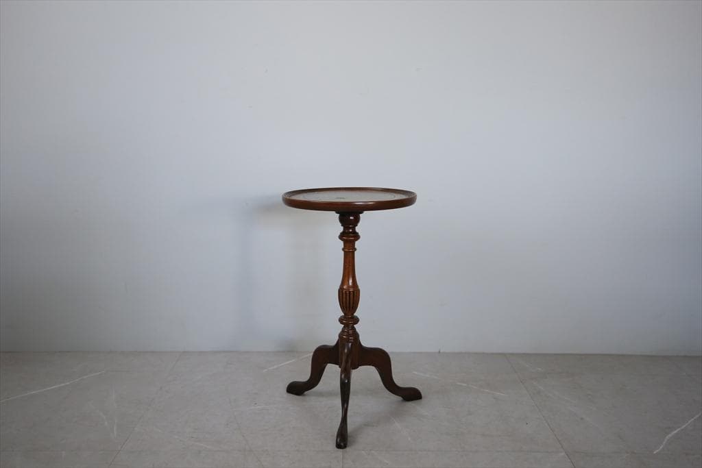 英国アンティーク木製ワインテーブル/サイドテーブル/丸机/飾り棚(91-7)