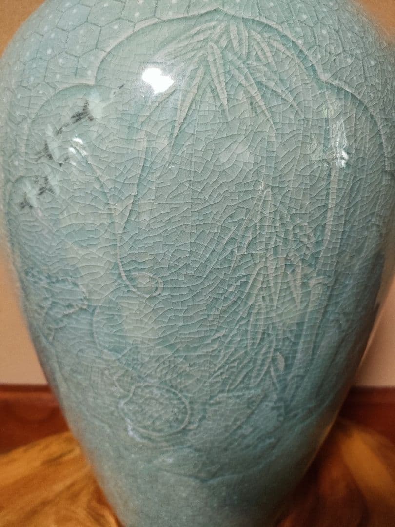 特大壺青磁床の間美品