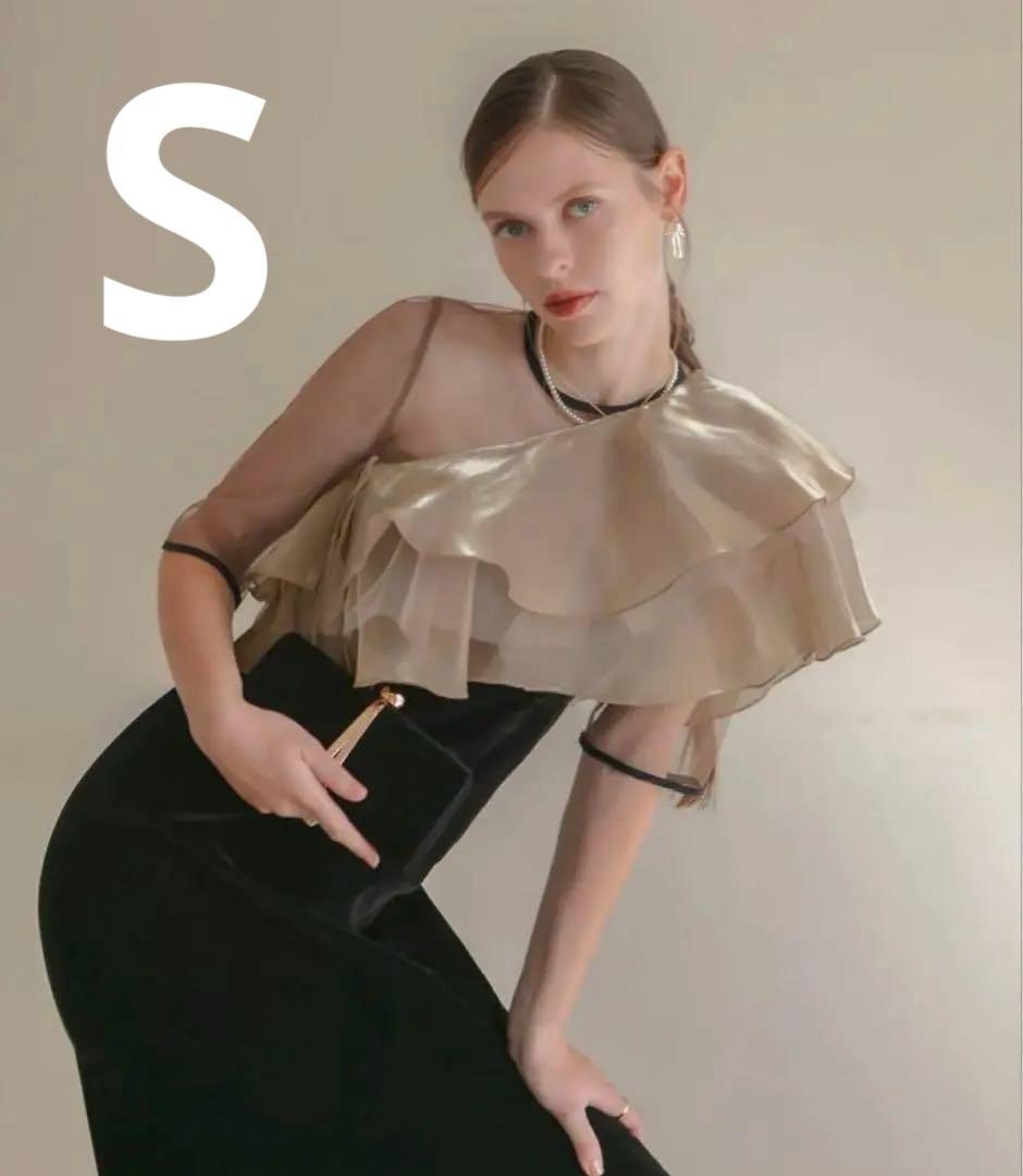 Leja アシンメトリーティアードフリル3WAYベロアIラインドレス Sサイズ